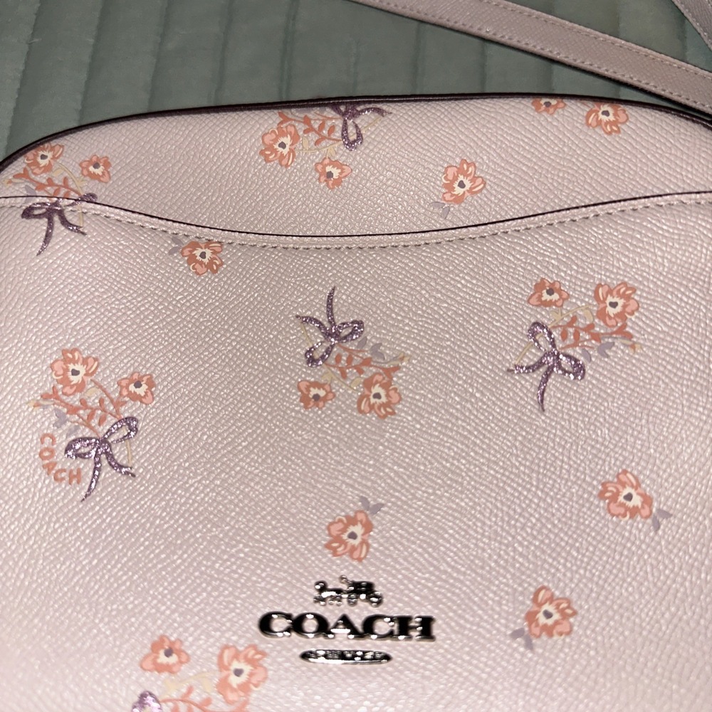 Coach Women's Crossbody Purse Pink B1881-29347 Floral Leather Zipper Chain - Picture 2 of 7